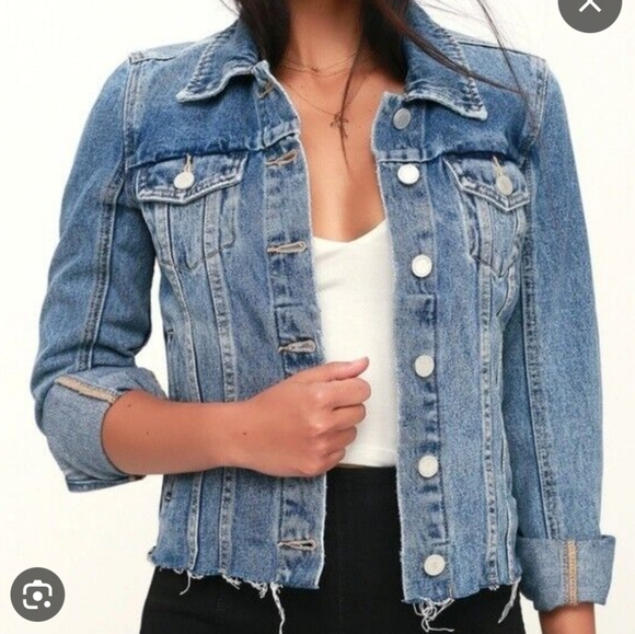 Blank NYC Other - BLANK NYC Girls Perfect Places Light Wash Denim Jacket Distressed Hem Organic XL